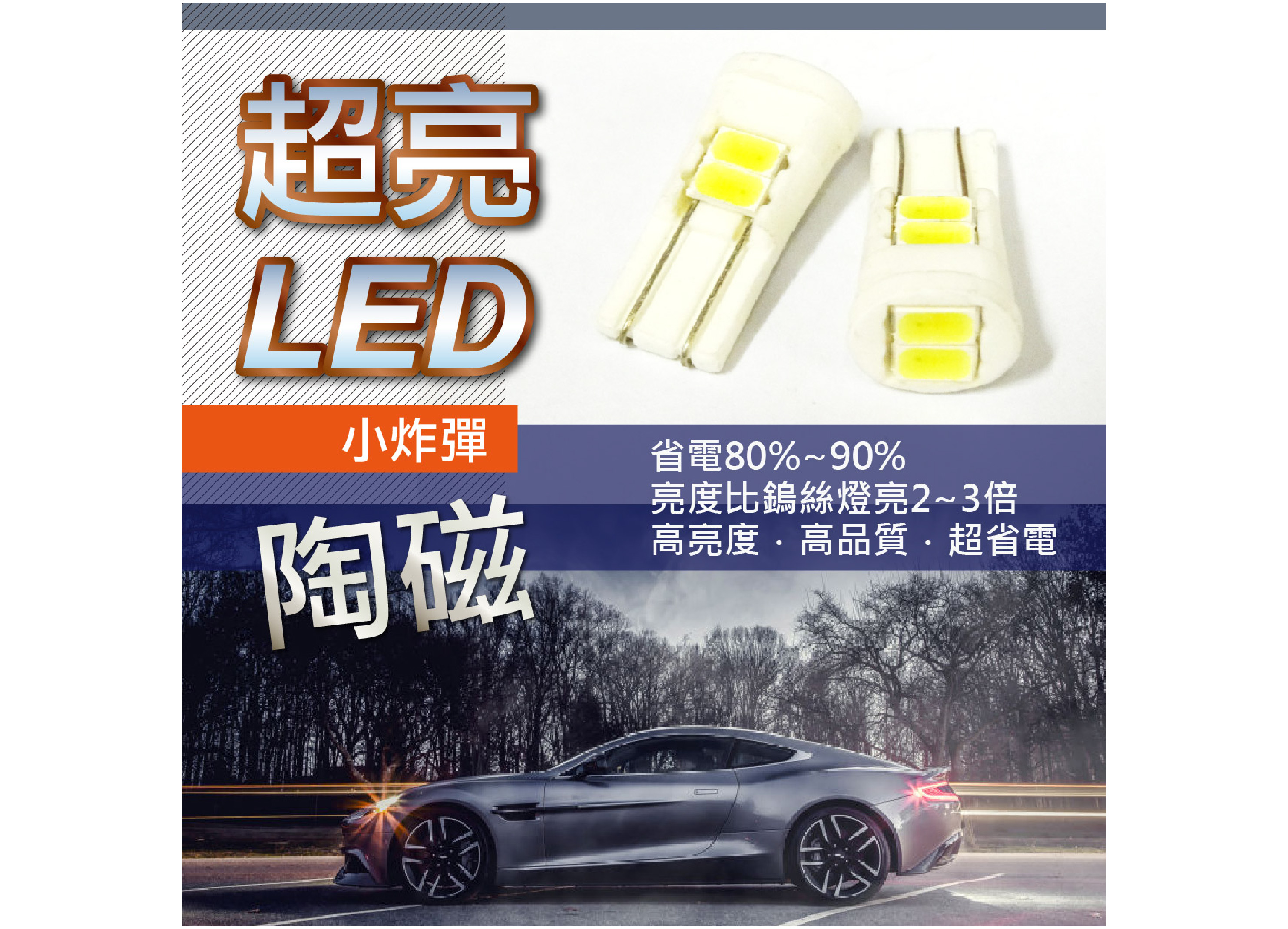【耐高溫LED陶瓷小燈】寬廣角燈 牌照燈 儀表燈 玻璃導光燈頭設計 (一對兩入)